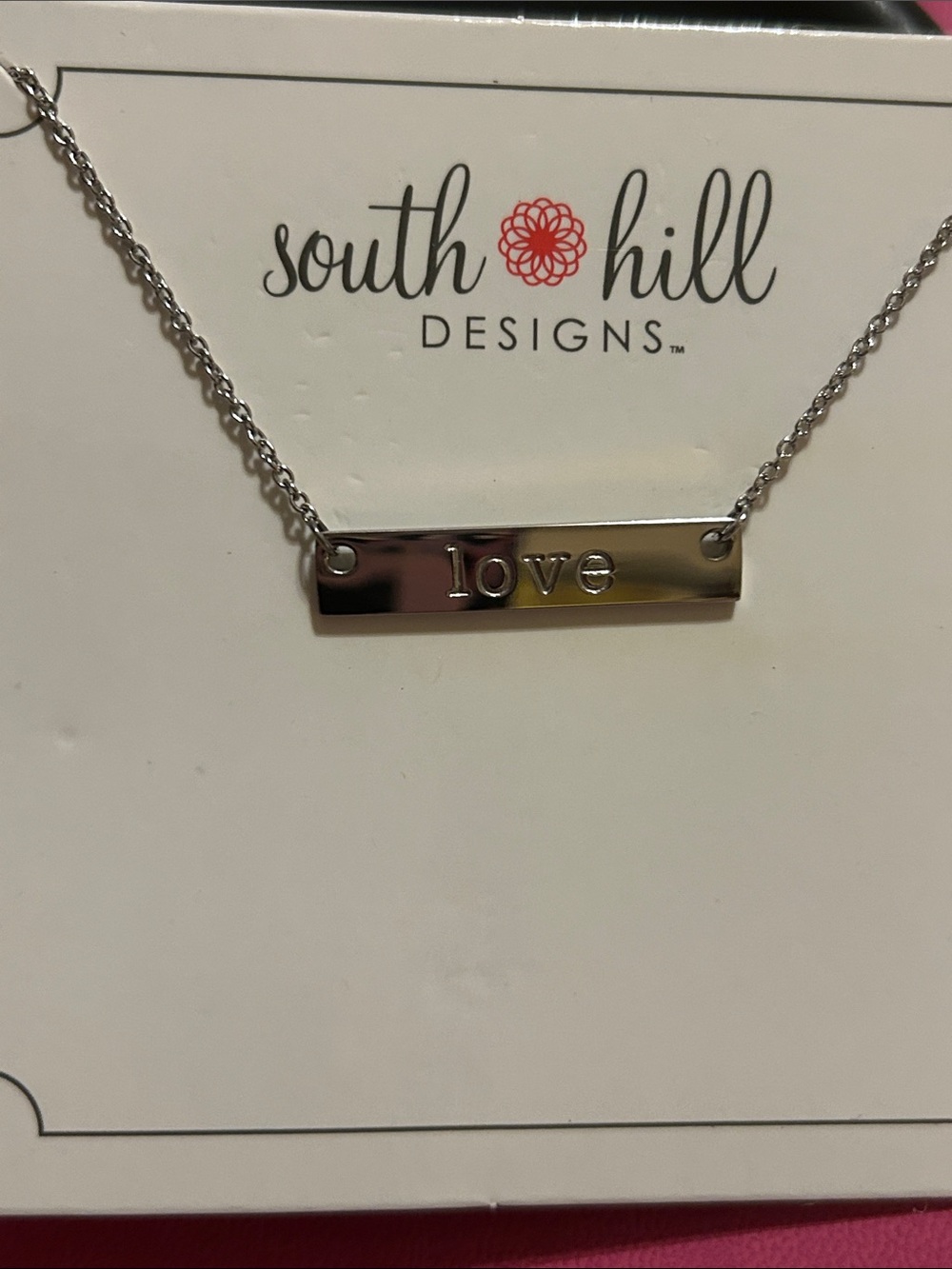 South Hill Designs Silver "Love" Bar Necklace